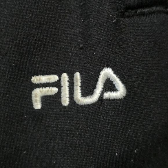 FILA Track Pants Men’s Large Black Fleece Pinstripe Pockets Rare - Picture 2 of 8